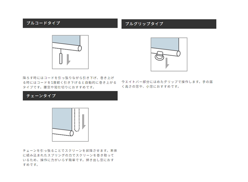 ロールスクリーンの操作方法